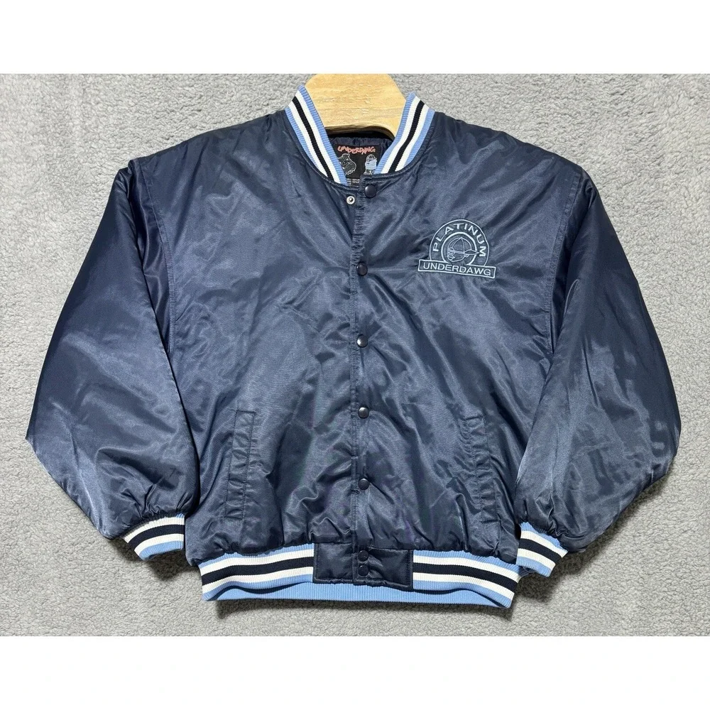 NEW Underdawg Sporting Gear Varsity Bomber Jacket Navy Blue Boys M (12-14)
